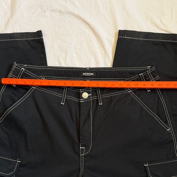 True Religion Black Cargo Pants with White Stitching Y2K - Picture 7 of 12